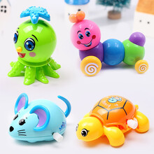 卡通发条玩具会动会跑的上链玩具1-2-3岁宝宝上弦动物学爬小玩具 老鼠+乌龟+八爪鱼+毛毛虫（颜色随机