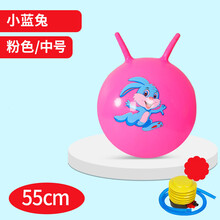羊角球感统训练器材幼儿园跳跳球儿童小号大号充气加厚蹦蹦球玩具 粉色加厚55厘米羊角球