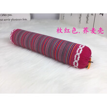 决明子小圆枕头颈椎枕棒荞麦皮护颈枕脊椎修复反弓硬器圆柱枕 枚红色荞麦壳