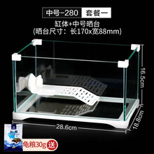 佳璐 森森乌龟缸带晒台水陆缸玻璃小型中型巴西龟缸养龟缸养鱼缸 新款龟缸长28.6cm 送龟粮+晒台