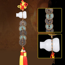 天御阁 五帝钱真品铜钱葫芦挂件纯铜古钱币招财挂饰压门槛随身化解门对门摆件 品鉴级五帝钱+白玉葫芦