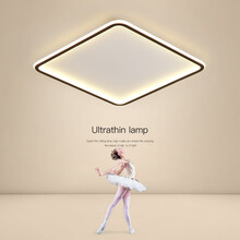 超市	尚达正方形LED简约现代吸顶灯超薄卧室北欧灯具书房过道房间大灯现代简约大气家用2021年新款 (黑框)-40CM-三色-63瓦