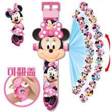 投影手表 HelloKitty猫投影手表24图儿童卡通电子表男女孩宝宝幼儿园玩具表 米妮【翻盖+24投影】