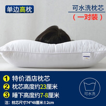 羽丝绒枕头单人双人枕芯一对装家用酒店护颈椎枕睡觉专用学生宿舍 单边光面【高枕】一对装