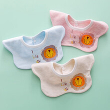 婴儿围嘴防吐奶新生儿宝宝围脖式口水巾360度旋转围兜 花朵三条 薄款超柔