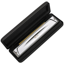 国光28孔国之梦演奏级复音C调口琴（银色、嵌入式、眼镜盒）