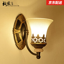 格蕴 美式乡村壁灯铁艺卧室床头灯欧式简约客厅单头壁灯田园灯具 单头壁灯(配三色变光LED灯泡)