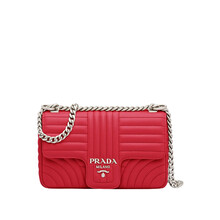普拉达PRADA 女士火红色小牛皮革Prada Diagramme 中号皮革单肩包 1BD108VCOX-2D91-F0YGF