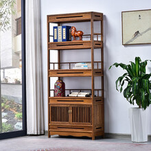 寻古红木家具非洲鸡翅木（学名：非洲崖豆木）书架实木新中式置物架储物展示架客厅隔断柜茶酒架多层置物架Q 单个：长86*宽35*高198cm