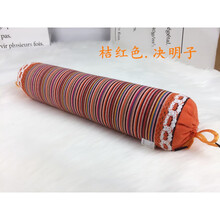 决明子小圆枕头颈椎枕棒荞麦皮护颈枕脊椎修复反弓硬器圆柱枕 桔红色决明子