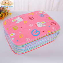 新生儿婴儿小号隔尿垫纯棉可洗柔软宝宝尿片床垫防水吸尿防漏新品 35*45cm包边(5条)女宝