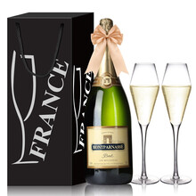 超市	【礼盒装】法国进口巴黎之光干型1.5L高泡起泡酒1500ml 大起泡酒配香槟杯