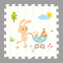 儿童爬爬垫拼接拼图泡沫地垫家用60*60婴儿宝宝爬行垫加厚 萌萌兔 长宽60*厚1.2cm(一包4片)