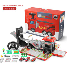 儿童大号益智变形骑行玩具车模型1-6周岁合金汽车玩具耐摔停车场 益智骑行消防车