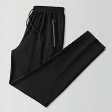 休闲裤男夏季轻薄速干透气青年修身九分裤xglt-AQ906 平脚款 黑色 L