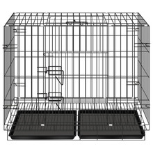 宠物码头 狗笼猫笼 中型犬小型犬幼犬狗笼子加粗加密折叠便携带托盘猫笼子泰迪博美柯基鸡笼兔笼宠物用品 黑色带天窗狗笼(49*36*42cm)