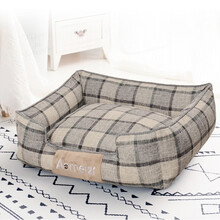 同心惢夏季狗窝猫窝 可拆洗窝垫四季通用凉席窝宠物床中小型犬泰迪法斗狗狗用品 灰格子四季款 M适用于15斤以内的猫咪/13斤以内的狗狗