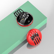 IRONGEER 迷你充电宝20000毫安小巧便携自带线三合一适用苹果12/11华为p40荣 迷你圆圈中国红(2万容量自带四线)