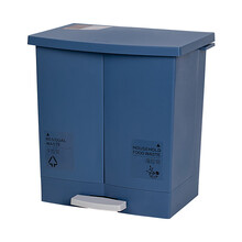 茶花垃圾分类垃圾桶脚踏式家用带盖厨房厨余大号脚踩翻盖干湿分离 【左右桶各10L】蓝灰色