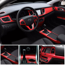 内饰贴纸 汽车用品改装中控贴膜碳纤维贴纸装饰改色膜车贴 冰膜-激情红(50cm宽度*1米)