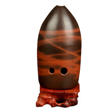 永田七星埙 双腔埙 十孔埙熏烧扁埙10孔扁埙红陶 成人初学入门专业演奏级十孔埙 柴火熏烧 G调