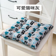 坐垫椅子椅垫加厚坐垫学生凳子板凳办公室垫子教师四季屁股垫屁垫 猫咪灰色(棉麻韩版) 50X50(绑带防滑加厚)