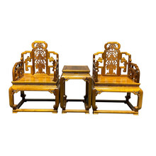 恒惠非国标红木金丝楠（学名： 楠木）家具四川小叶桢楠宝座三件套新中式全实木家具围椅太师椅茶几组合 小叶桢楠宝座三件套