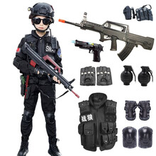 儿童玩具枪套装特种兵装备cs儿童玩具套装可穿靴子角色靴扮演小特警小警察军靴演出服特种兵装备儿童节礼物 短袖【高级套餐】 120CM