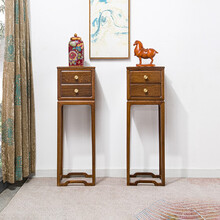 寻古红木家具非洲鸡翅木（学名：非洲崖豆木）花架实木新中式香几花几花瓶架盆栽盆景架带抽屉Q 一对：长35*宽35*高108cm*2