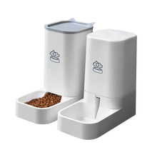 智汇 宠物自动喂食器 猫碗和狗碗猫粮桶狗食盆自动喝水投食器宠物狗狗盆猫咪饮水机免插电储粮桶宠物用品 白色自动喂食器+饮水机套装 自动喂食器+自动饮水器套装
