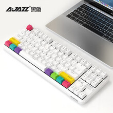 黑爵（AJAZZ）K870T蓝牙无线双模87键机械键盘RGB灯光手机平板笔记本游戏办公 白色茶轴