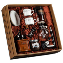 筷创 复古咖啡磨豆机虹吸壶手动式煮咖啡壶套装礼盒家用玻璃煮咖啡器具 19款A款钢芯GAS版（瓦斯炉 ）