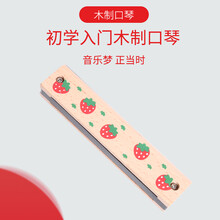 千玥口琴儿童学生初学者高级成人男女专业24孔复音c调演奏比赛乐器 儿童玩具口琴孔16木质颜色随机