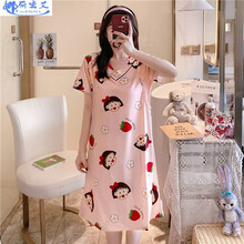 娜丽密艾 喂奶裙子夏天哺乳期时尚连衣裙夏季短袖月子服孕妇睡裙外出家居服睡衣女 yle20-5# L