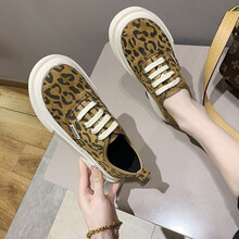 惜蕾 豹纹帆布鞋女低帮韩版ins女鞋ulzzang百搭板鞋女舒适学生鞋轻便青少年鞋子女 豹纹棕-系带 40