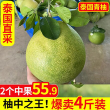 【泰国柚子】青柚进口红心柚 青皮红心蜜柚子新鲜水果 青柚中果2个装（3.5斤左右）