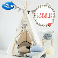 迪士尼（Disney） 儿童小帐篷游戏屋北欧室内男孩宝宝玩具屋印第安女孩家用公主房子六一生日礼物 加大款胚布毛球(不含垫子) 送星灯+云朵+抱枕