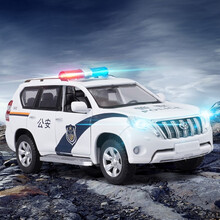 驰誉玩具丰田普拉多警车玩具合金汽车模型1/32仿真合金车模回力小汽车男孩儿童宝宝玩具车1-3-6礼物