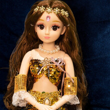 60厘米大号洋娃娃可爱仿真精致礼盒美人鱼公主儿童玩具女孩公主套装生日六一儿童节礼物 美人鱼娃娃黄色 【礼盒包装】（60厘米）