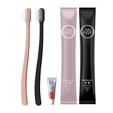 100套装 一次性牙刷牙膏家用待客酒店宾馆民宿用牙具洗漱用品套装专用 [轻奢-粉金] 玫红牙具(含膏) 【100支】