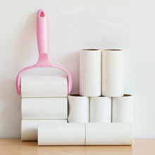 粘毛滚筒粘毛器600撕可撕式衣服除毛粘尘纸除尘器宠物毛发吸尘器暮箫景 1手柄+12卷纸芯组合【共720撕】