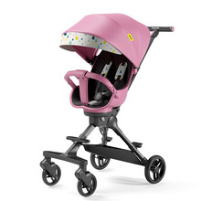 playkids溜娃神器双向遛娃轻便可折叠儿童宝宝高景观婴儿手推车带遮阳棚 粉色 均码