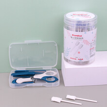 贝亲(Pigeon) 商场同款纱布舌苔宝宝刷牙棒舌头牙刷牙齿清理新生用品神器 1盒装【36支装】+复古蓝指甲钳4件套