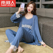 南极人升级舒适面料月子服夏季薄款产后哺乳喂奶家居服4月份5春秋孕妇睡衣套装 2115三件套 L（100斤到120斤）