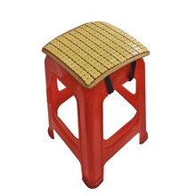塑料凳子坐垫正方形夏季海绵垫工厂凉垫小学生教室椅垫透气竹垫子 红凳小边0.5厘米厚金黄色 宽30厘米X长30厘米含绑带