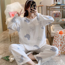 纯棉纱布月子服产妇产后哺乳衣春秋季女夏薄款孕妇睡衣喂奶出院服套装 35811 XXL码