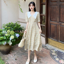 郁彼 孕妇装夏装孕妇裙夏季夏天碎花油画复古外穿孕妇连衣裙宽松大码孕妇裙子孕妈装 黄碎花裙(孕妇) M