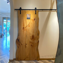 美式纯实木谷仓门自然边大板移门客厅厨房卫生间隔断门卧室推拉门 定制(带五金配件)