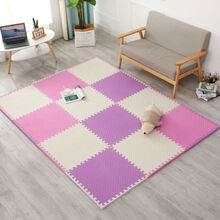 【好店认证】加厚泡沫地垫二级品儿童防摔垫宝宝爬行垫家用拼接地垫微瑕疵 米+粉+紫(送边条) 30*30*1.2cm【10片装】