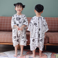 呼西贝儿童睡袋夏天短袖汗布纯棉睡衣婴儿防踢被半袖睡衣分腿睡袋 吉祥宝贝 100码适合身高90cm